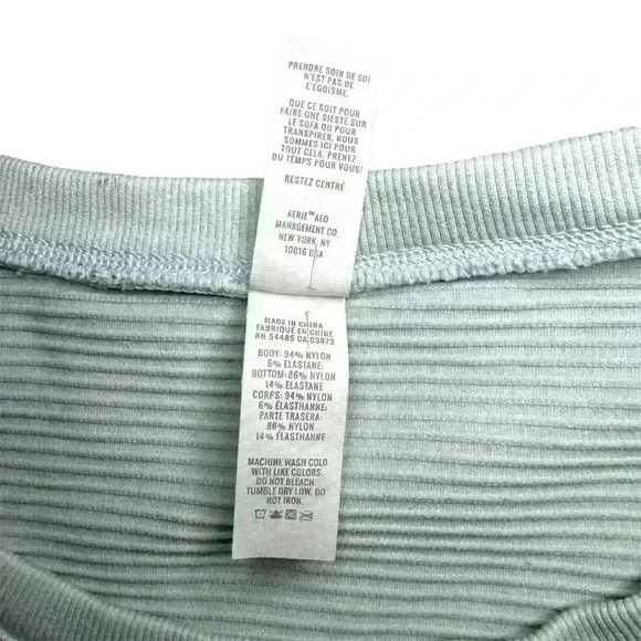 OFFLINE By Aerie Totally! Textured Seamless Cropped T-Shirt Light Blue/Grey LG​ - Picture 6 of 8
